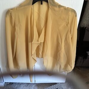 Yellow Sheer Open Front Blouse